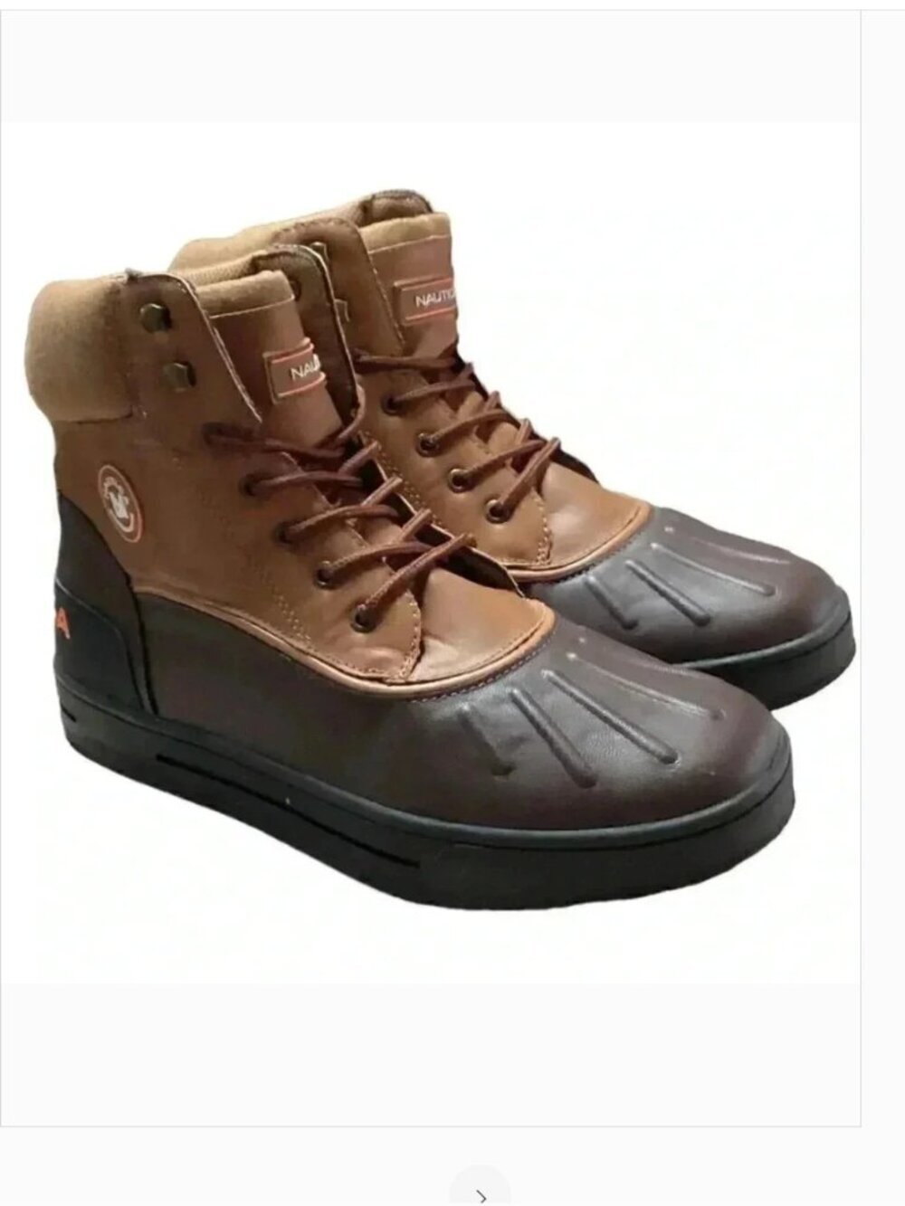 Nautica Padden Mens 10 Waterproof Insulated Lace Up Duck Boots Brown Vegan NEW